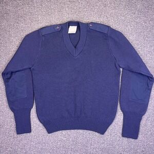Vintage Military Equipment Mehlin Estey Sweater 38R Navy Elbow Patch Wool Blend